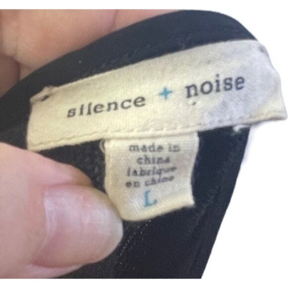 Silence + Noise Womens Metallic Sheer Black & Silver Tunic Top L - Picture 6 of 7